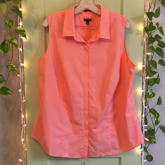 Talbots Tops - Women's Talbots Coral Sleeveless Hidden Button Up Wrinkle Resistant Blouse 18W